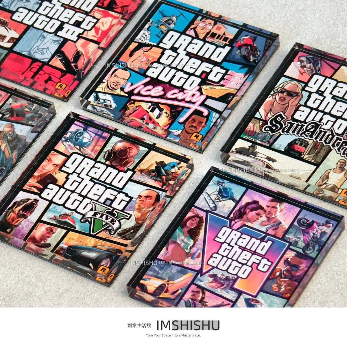 创意自制DIY侠盗猎车手罪恶都市GTA6冰箱贴电脑机箱个性磁吸装饰