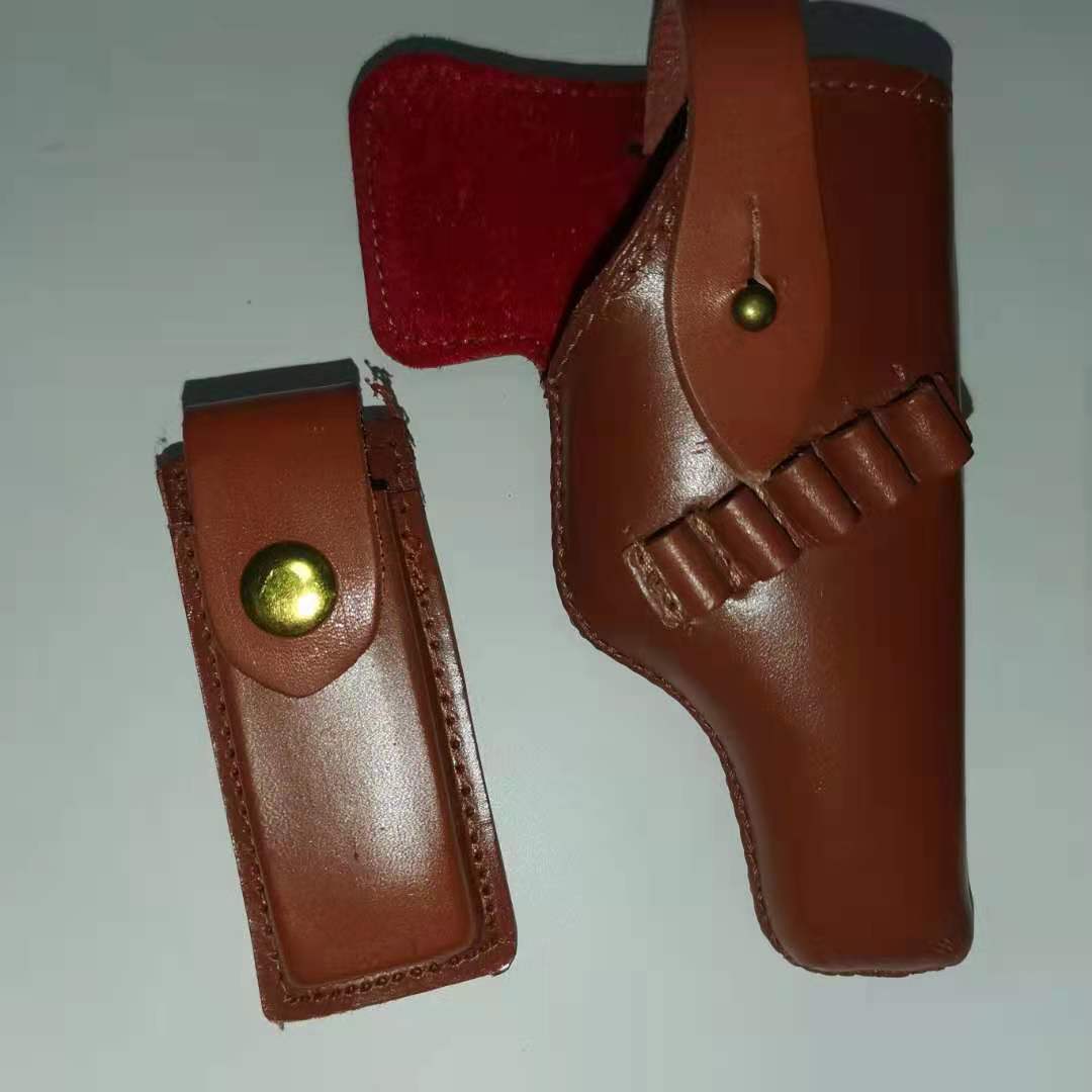 77棕色牛皮枪套国产快拔兵人