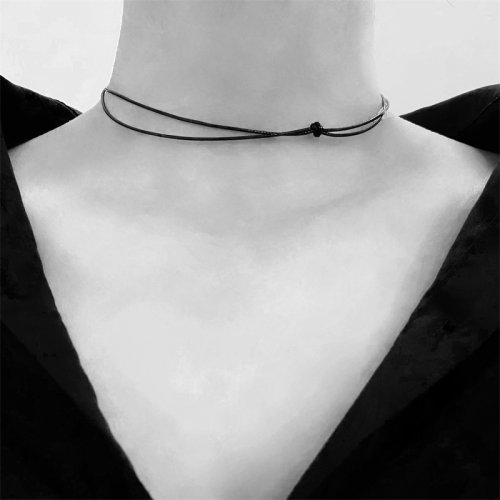 蜡绳合金双层女百搭锁骨链choker