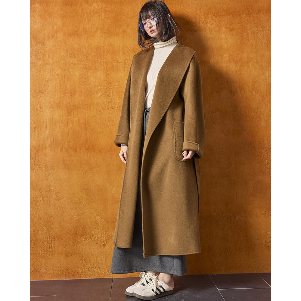 【盛都】25冬新复古经典浴袍款100%羊毛双面呢慵懒风长大衣外套女