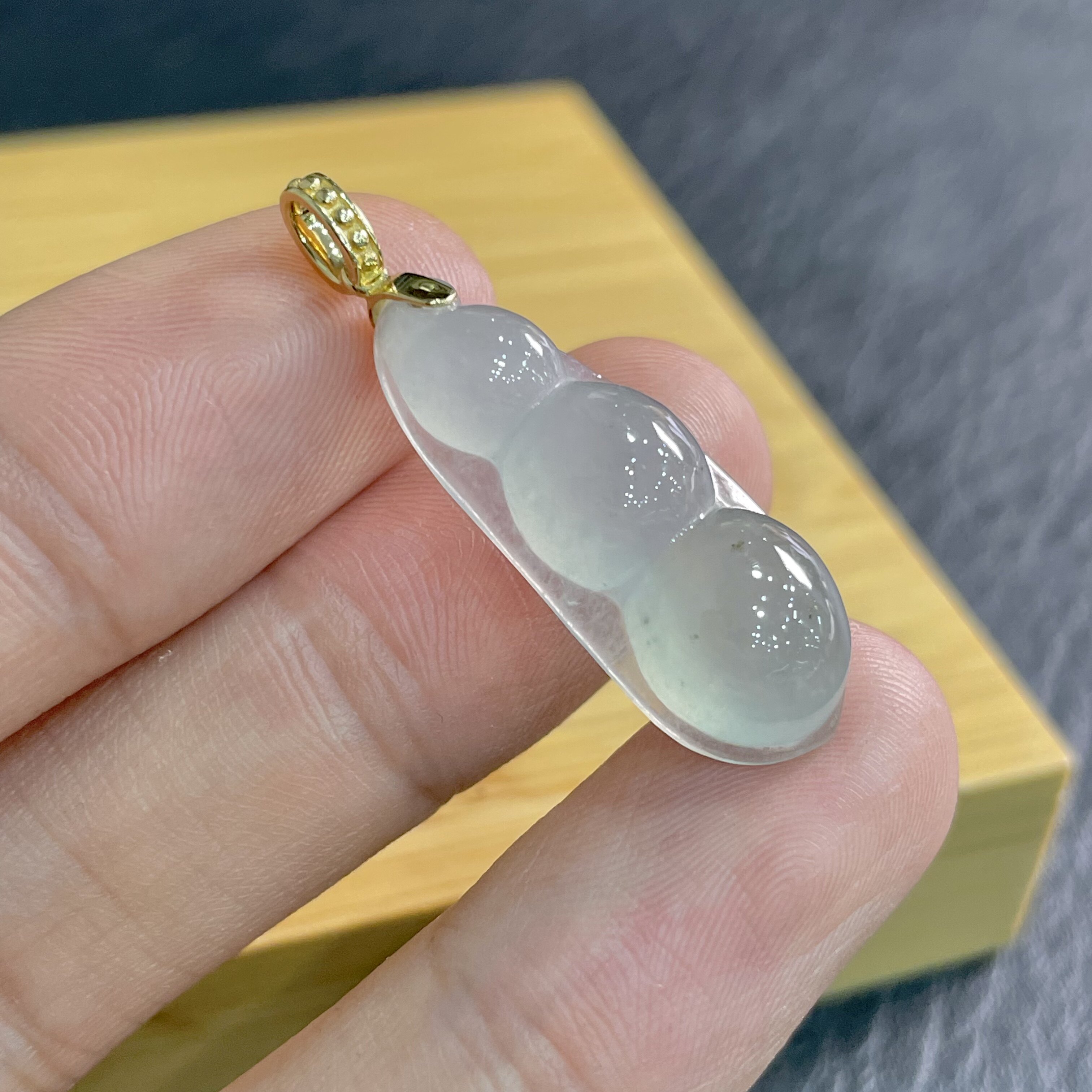 18k金精品玉石天然翡翠冰种晴底