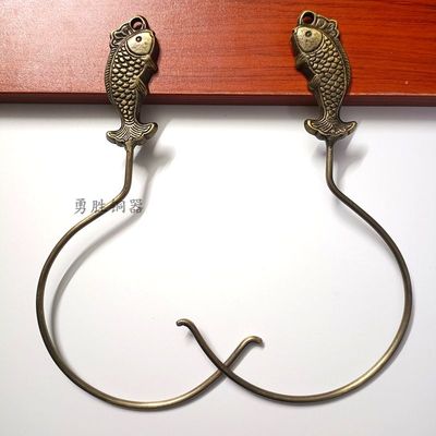 仿古纯铜配件老式家用蚊帐帐钩古香古色复古装饰黄铜挂钩年年有鱼