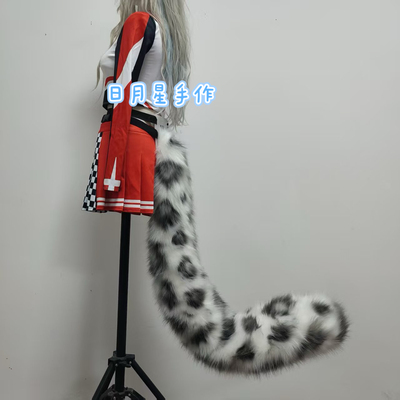 明日方舟cos服银灰崖心初雪尾巴毛绒雪豹耳朵尾巴套装漫展道具JK