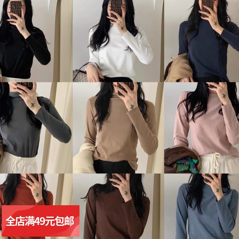 拍3件包邮！16色发热德绒！超软又厚实保暖女士半高领打底衫长袖