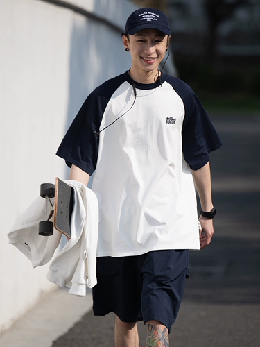 Хлопковая японская футболка, рубашка, короткий рукав