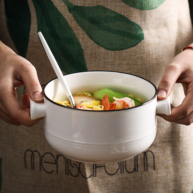 泡面碗带盖 陶瓷大号学生创意简约带把碗6寸面碗家用汤碗日式餐具在类目 餐饮具, 餐具, 碗中 - 来自Buy2taobao.com提供专业的淘宝代购服务
