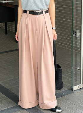 翡格依GN2024春季新款高个裤子长裤高腰显瘦拖地西装阔腿裤送腰带