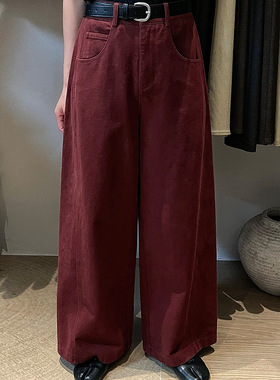 翡格依GN2024秋季新款裤子棉质高腰显瘦宽松高个子长裤休闲西装裤