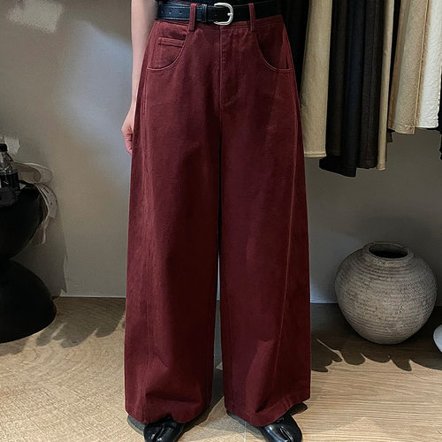 9折清仓GN秋冬款裤子棉质高腰显瘦宽松高个子拖地长裤休闲西装裤
