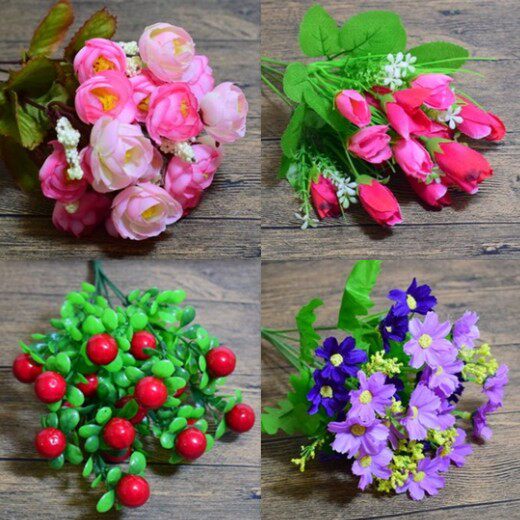 假花仿真花束客厅绿植插花客厅装饰花绢花塑料干花摆设单支玫瑰花