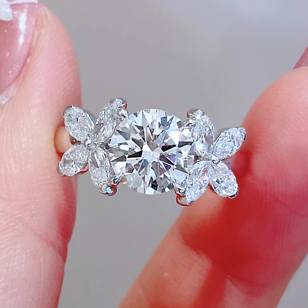 蝴蝶钻戒 1.5克拉铂金Pt950实验室培育钻石戒指IGI国际证书女戒