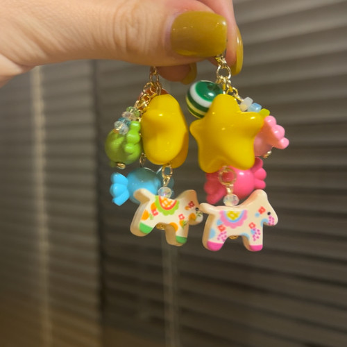 原创手作 星星糖果木马挂件 翻包挂件 包挂 拉链扣挂件 万能扣