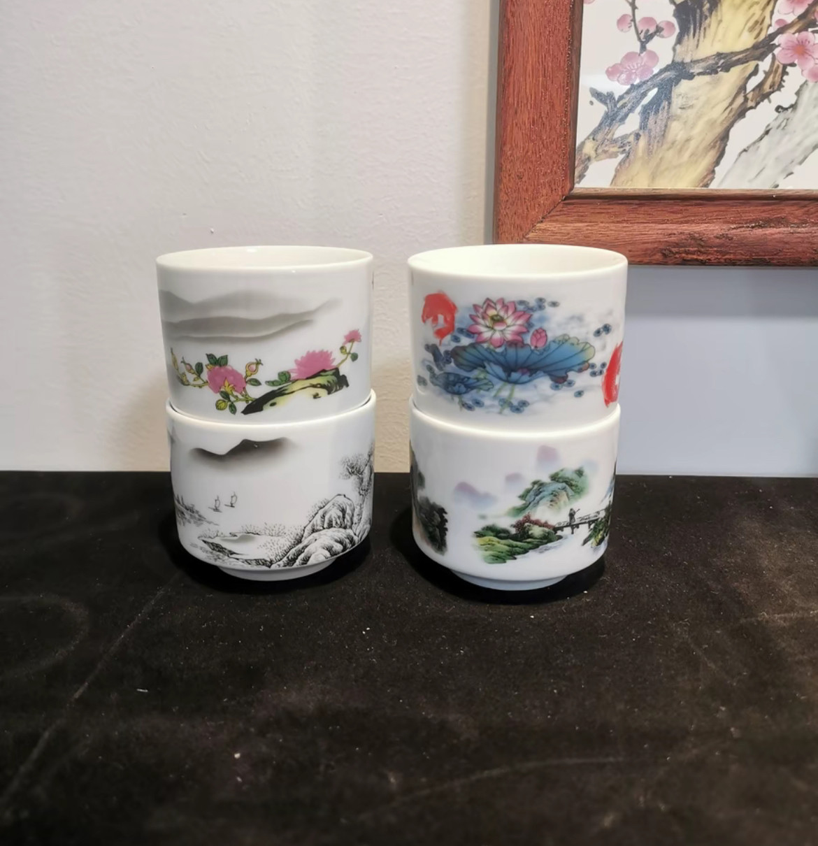 景德镇高温茶杯主人杯套组春夏秋冬品茗杯高档陶瓷酒杯功夫茶具