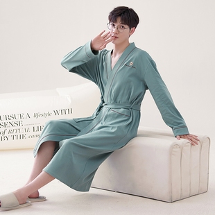 男款睡衣浴袍男士睡袍纯棉2025年新款长袖青少年浴衣高级感家居服