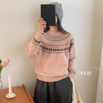 2025年冬季柔软提花长袖针织衫女