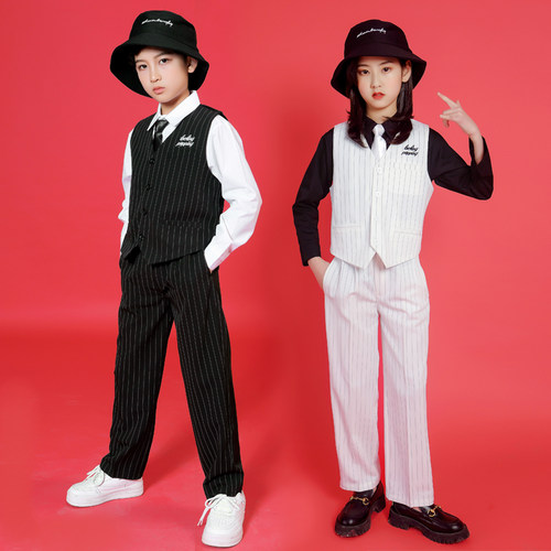 popping演出服男童西装街舞