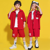 儿童嘻哈街舞潮服宽松hiphop演出服男童架子鼓女童爵士舞练功服装