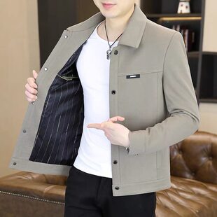 翻领夹克春季 男装 男士 潮流百搭外套春秋时尚 上衣 韩版 青年帅气修身