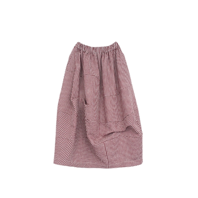 定制女装 长绒棉亚麻格纹半身裙0206