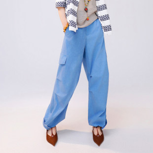 水洗做旧街头舒适透气百搭伞兵裤 裤 0420 棉竹纤维工装 定制女装