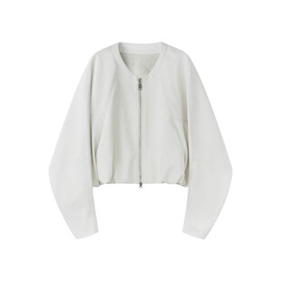 皮衣外套0950 夹克仿鳄鱼纹双拉链收摆连身袖 定制女装 蛋白PU短款