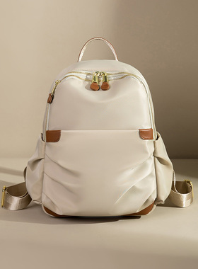 廿下2024新款双肩包女牛津布防水休闲背包学生书包旅行包妈咪包