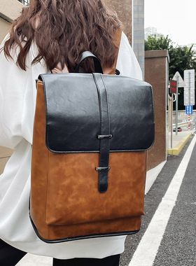 廿下英伦风定型双肩包女学院风大学生书包小众百搭大容量电脑包