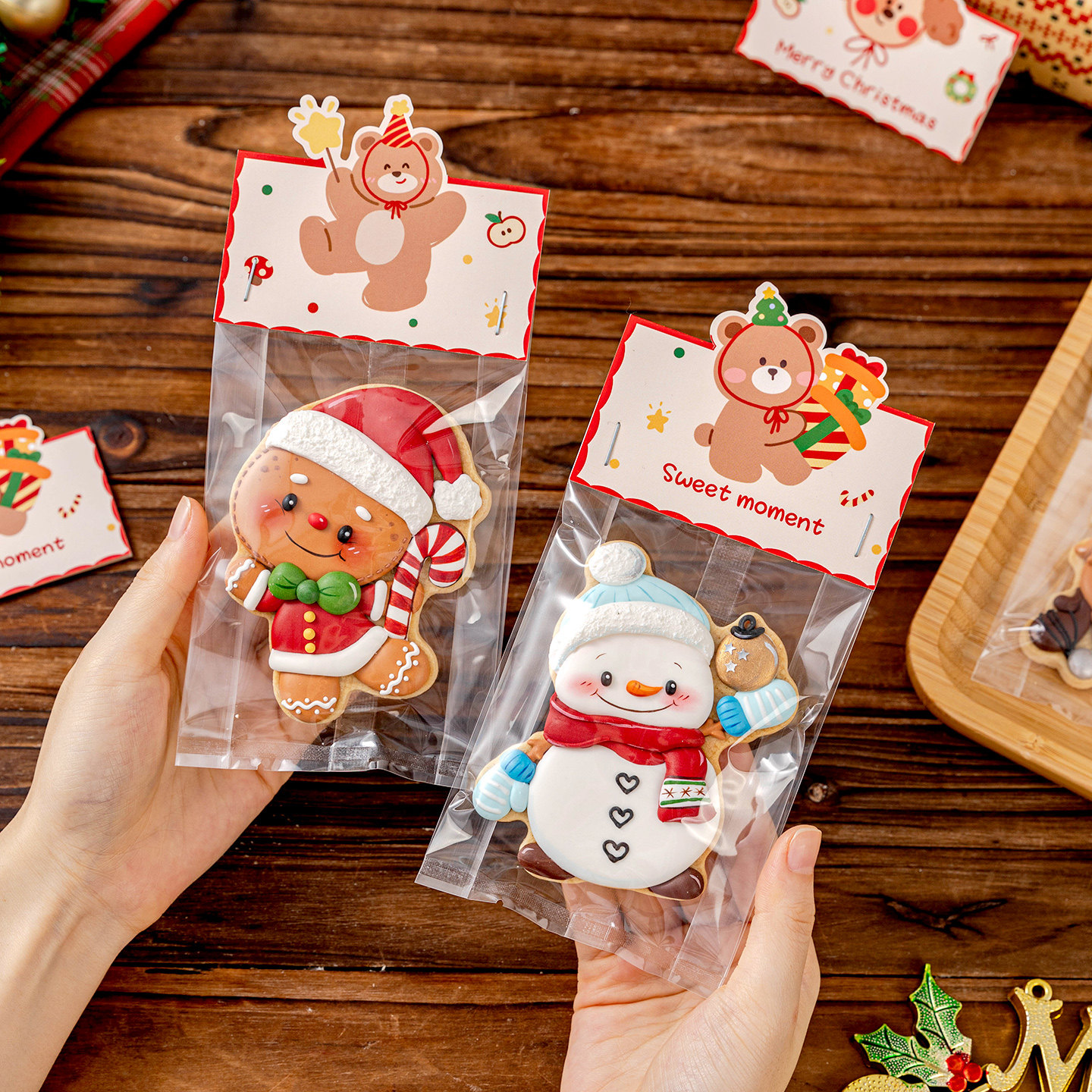 圣诞饼干包装袋子糖霜曲奇卡头糖果甜点雪花酥零食大号节盒烘焙礼