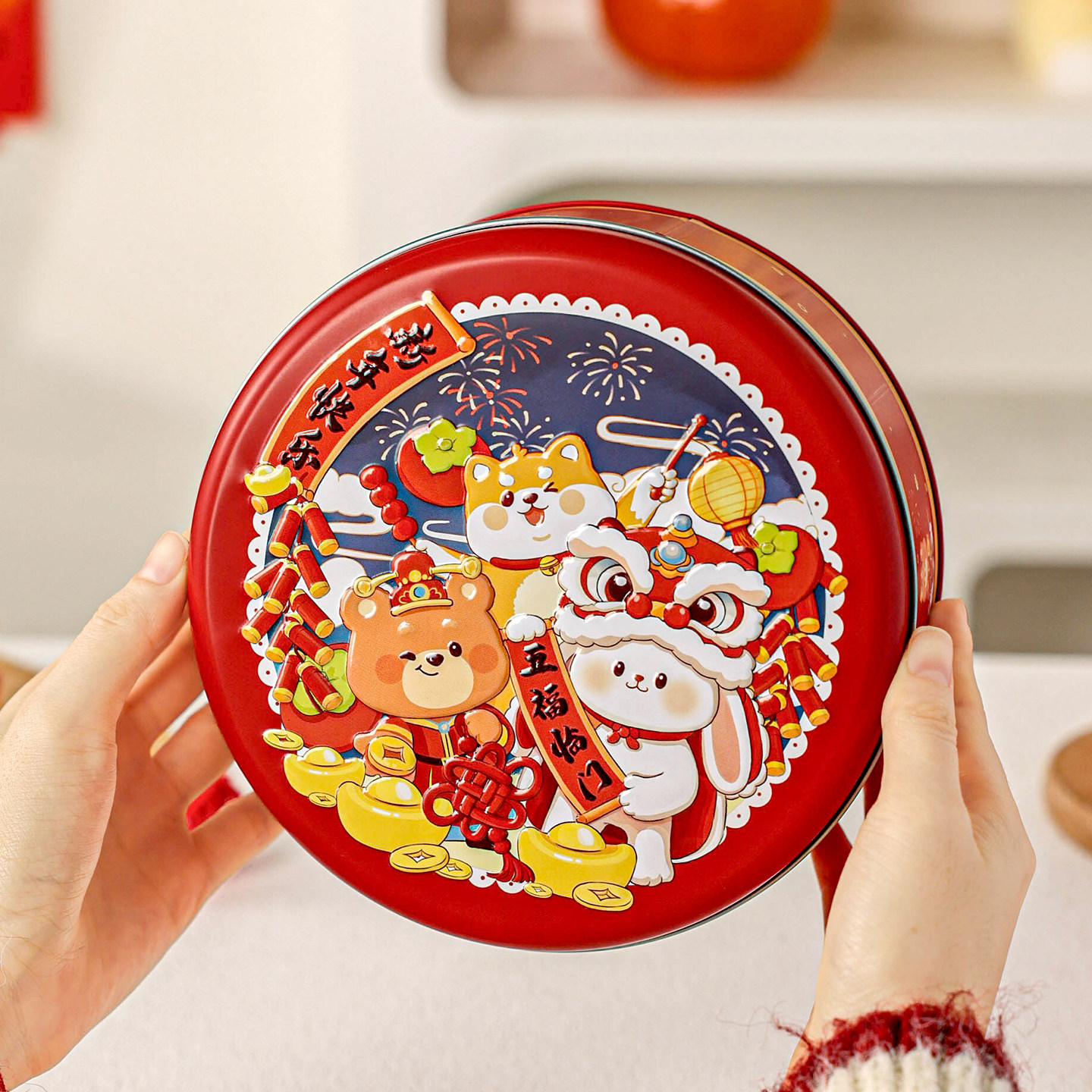 新年礼盒空盒马口铁盒饼干包装零食伴手礼物品糖果子圆形2026元旦