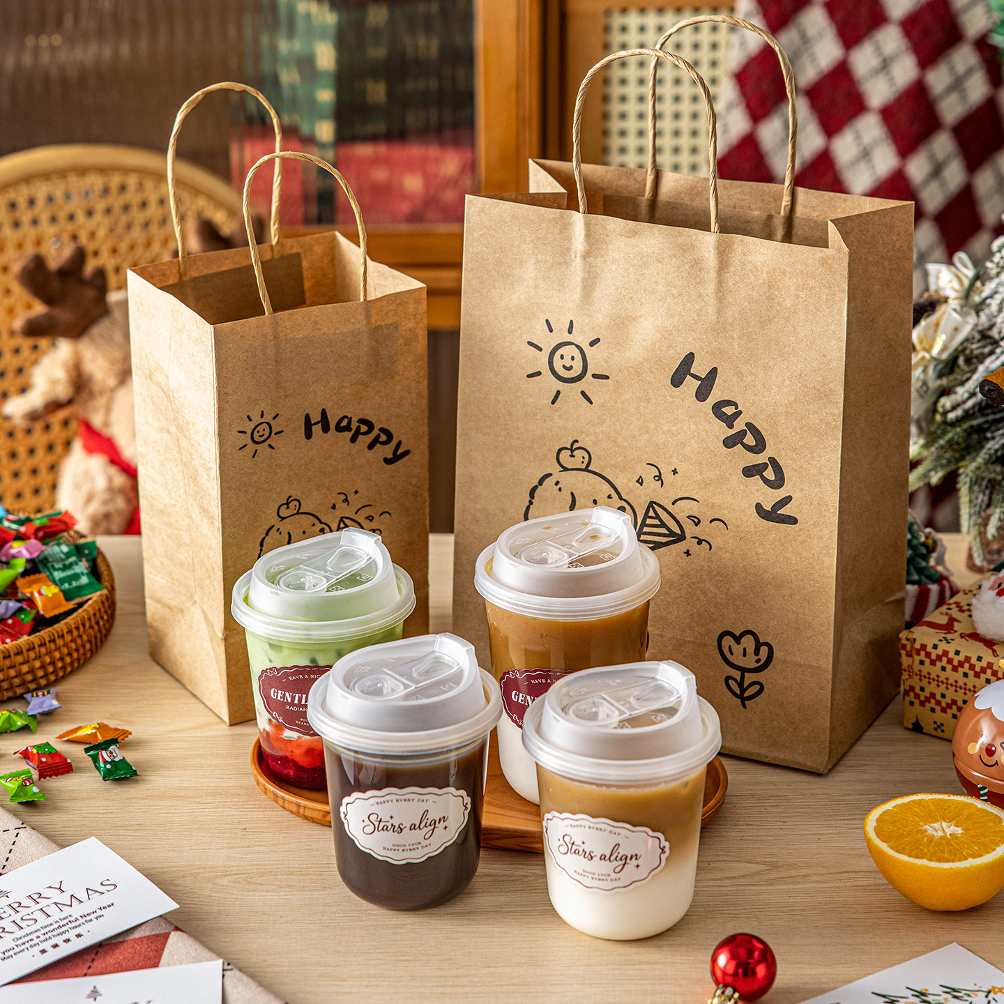 一次性奶茶杯子咖啡食品级加厚耐高温带盖塑料饮料打包热饮耐高温