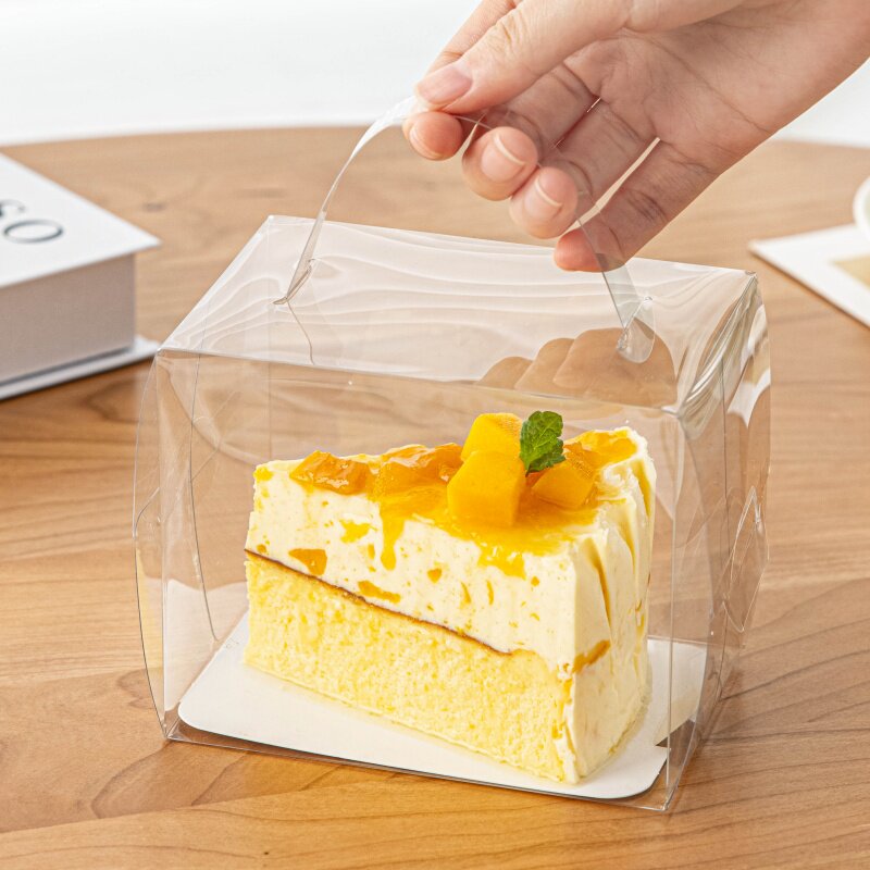 切块蛋糕巴斯克打包盒食品级迷你加厚包装高端全透明塑料戚风露营