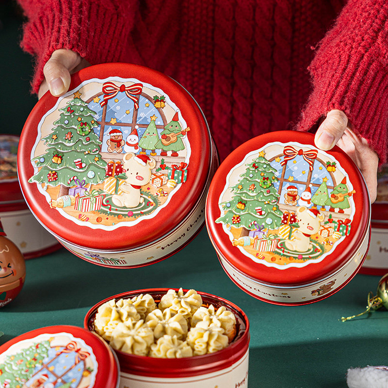 圣诞节礼物盒品伴手包装马口铁空盒创意儿童小糖果精美铁盒卡通树