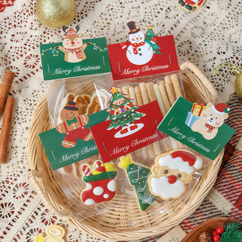 圣诞饼干包装袋卡通卡头糖霜曲奇糖果甜点零食大号袋子可爱儿童节