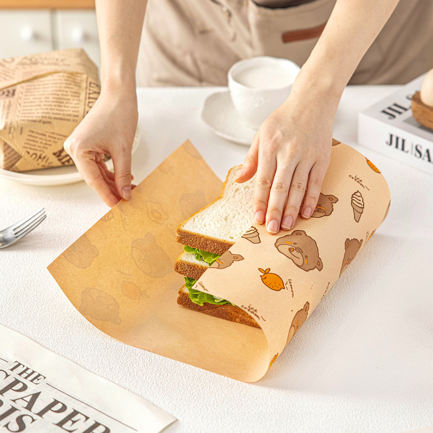做三明治的包装纸专用食品级可微波早餐袋汉堡盒饭团包防油手抓饼