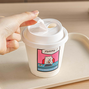 咖啡杯子一次性纸杯带盖专用家用加厚热饮奶茶杯外卖豆浆打包商用