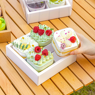母亲节四宫格蛋糕盒子包装六九469多拼透明甜品打包慕斯小杯烘焙