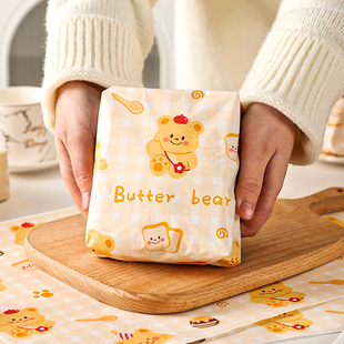 三明治包装纸袋食品级专用的可微波汉堡防油饭团三文治黄油盒小熊
