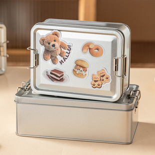 马口铁盒子收纳空存储宽窄皮金属糖果大小号长方形带盖饼干零食