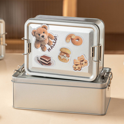 马口铁盒子收纳空存储宽窄皮金属糖果大小号长方形带盖饼干零食