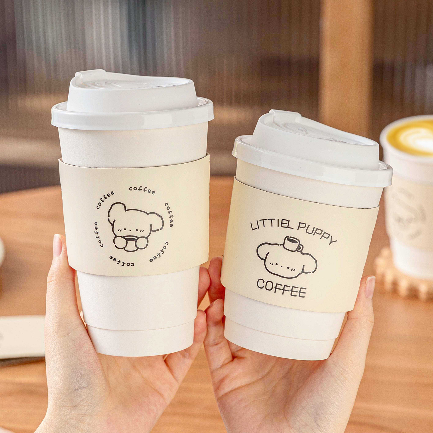 咖啡专用一次性纸杯带盖家用加厚热饮耐高温食品级早餐豆浆外带商