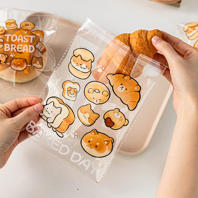 自封面包包装袋子食品级贝果吐司独立小打包分装自粘碱水透明烘焙