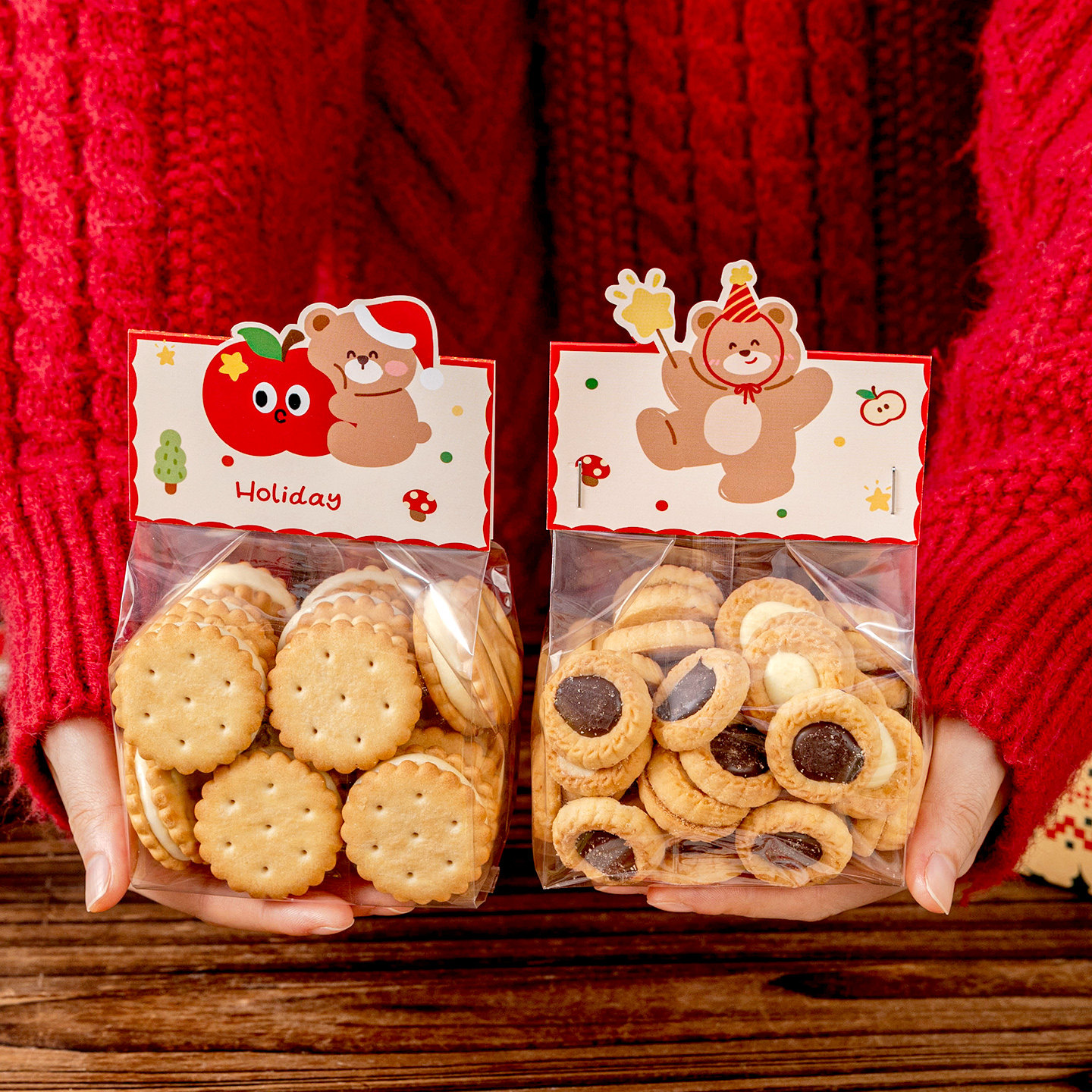圣诞饼干包装袋子糖霜曲奇卡头糖果甜点雪花酥零食大号节盒烘焙礼