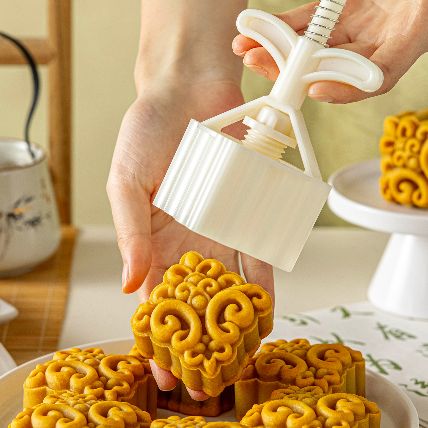 2026新款月饼模具手压式家用按50g75克磨广敦煌绿豆糕点做的冰皮图片