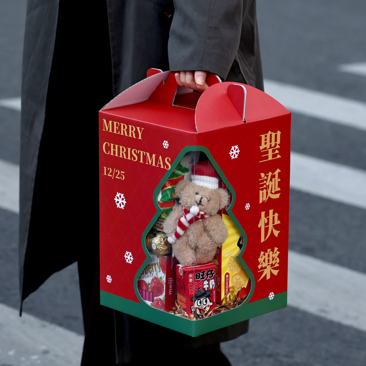 圣诞包装盒节礼物品饼干曲奇雪花酥糖果零食空子苹果太妃糖大号安
