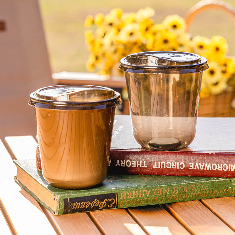 一次性咖啡杯子网红透明奶茶嘟嘟杯带盖饮料柠檬商用塑料外带打包