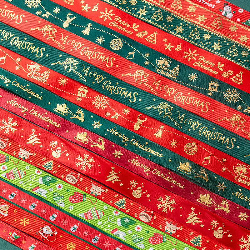 圣诞节丝带缎带蝴蝶结彩带子织布条蛋糕装饰红色diy材料花束烫金