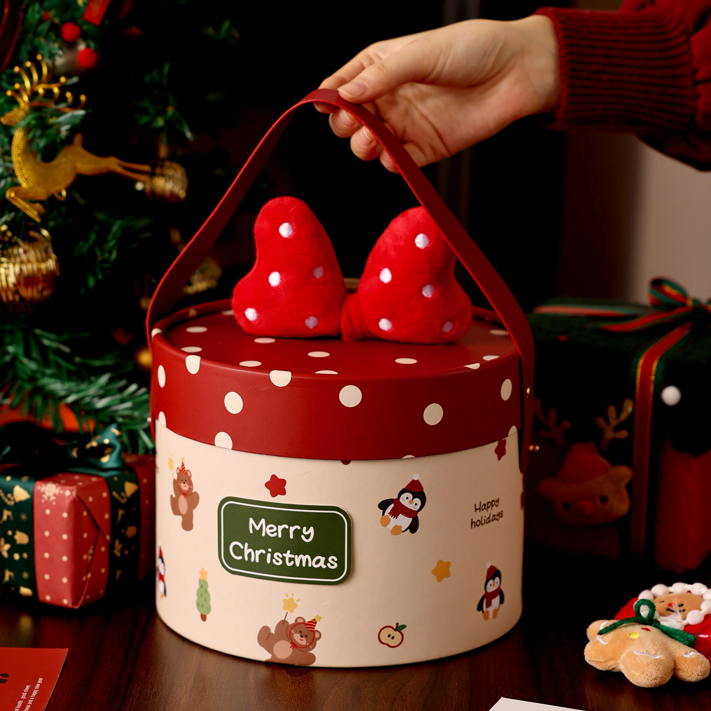 圣诞节礼物盒礼品儿童平安夜苹果袋伴礼打包饼干糖果零食包装大号