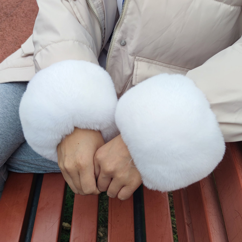 毛毛袖套腕短毛袖口仿獭兔毛短款皮草保暖护腕毛绒手环女衣袖通用