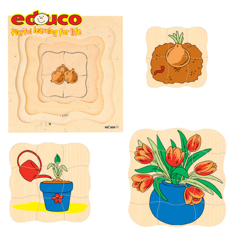 荷兰EDUCO 四层拼图之成长系列宝宝益智多层拼图拼板环保木质拼图