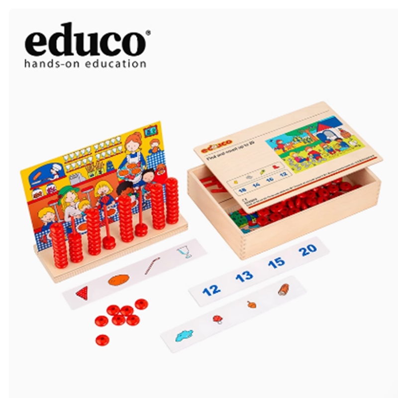 荷兰Educo找找看游戏盒升级版计数儿童计算架20以内数字感应数学